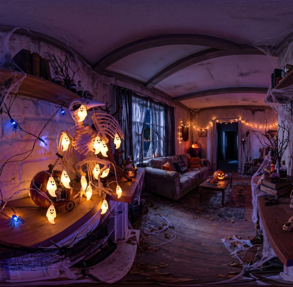 Ghost lights in a Halloween room