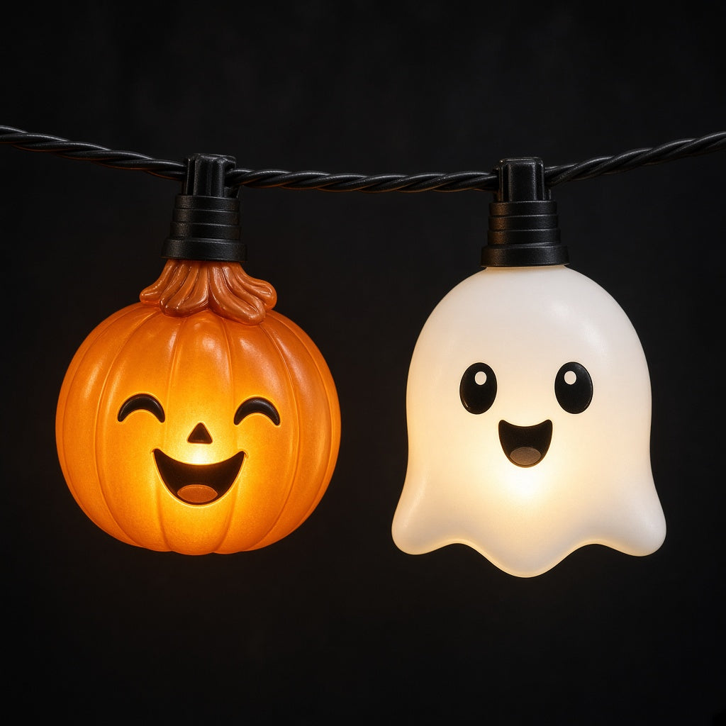 Pumpkin and ghost light close-up